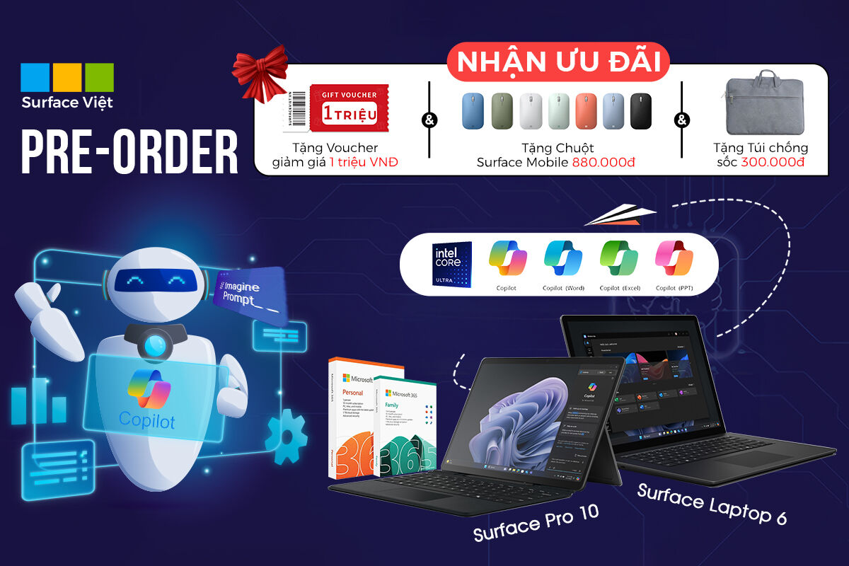 Đặt trước Surface Pro 10 và Surface Laptop 6, rinh ngay quà khủng!