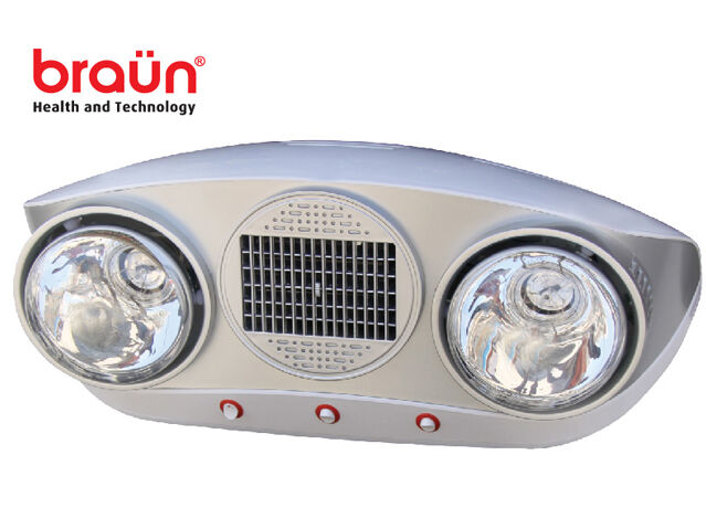 Đèn sưởi nhà tắm Braun 2 bóng vàng BU02G mùa đông thêm ấm