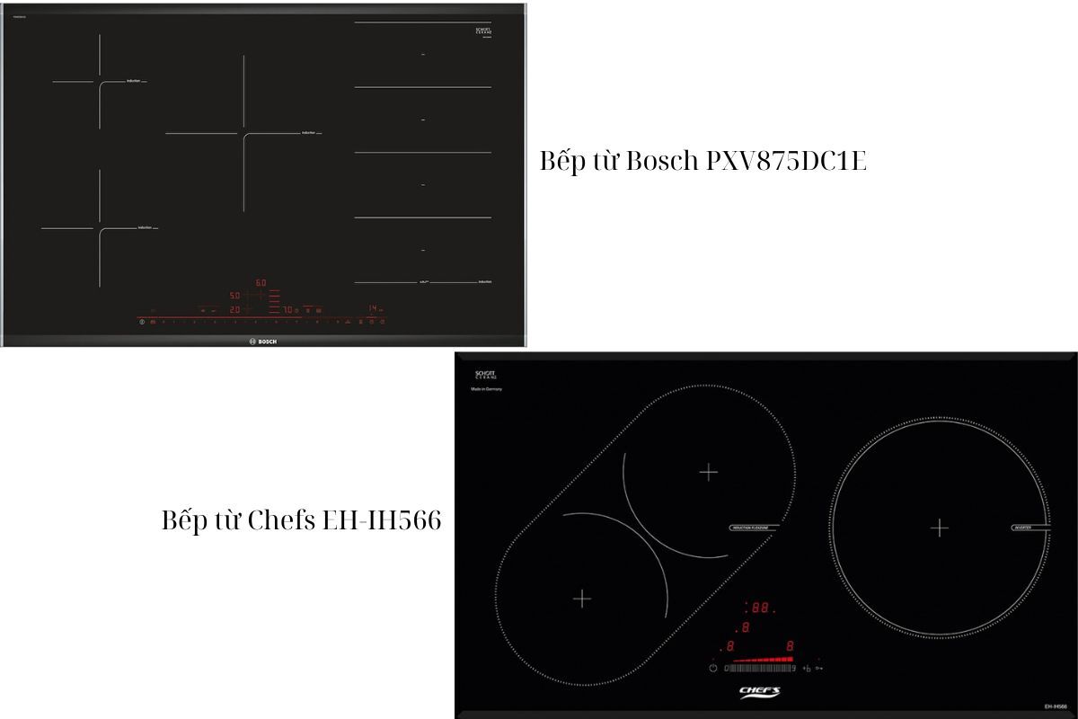 Điểm giống và khác của bếp từ Bosch PXV875DC1E và bếp từ Chefs EH-IH566