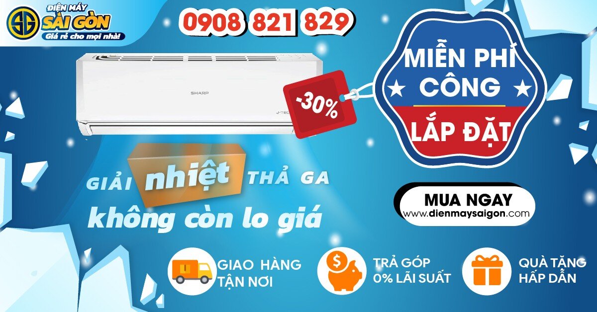 dienmaysaigon.com – Mua Máy Lạnh Thả Ga – Không Còn Lo Giá – Vệ sinh 1 lần miễn phí và tặng nón bảo hiểm cao cấp – Trả Góp 0% – Quà Tặng Hấp Dẫn – Giảm Sốc Lến Đến 30%