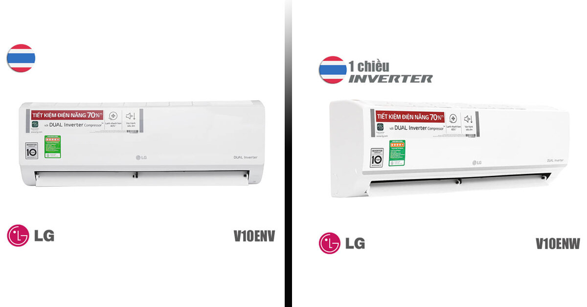 Điều hòa 1 chiều inverter LG V10ENW và điều hòa LG V10ENV có gì khác nhau ?