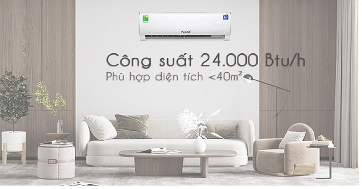 Điều hòa 24000 BTU dùng cho phòng bao nhiêu m2? Công suất tiêu thụ điện bao nhiêu?