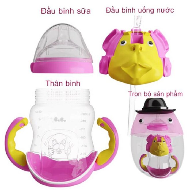 Bình sữa Bebu 160ml có thiết kế “2 trong 1” tiện lợi