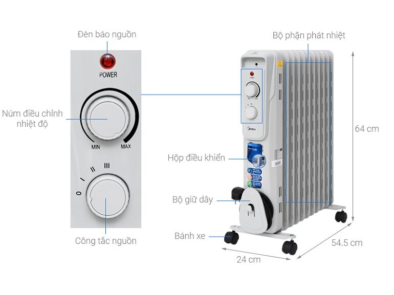 Quạt sưởi dầu Midea MH-O23-11A