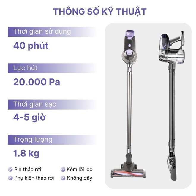 Máy hút bụi không dây Mocato Yuka A8