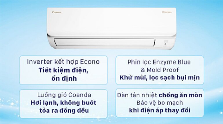 Top 6 điều hòa Daikin 12000BTU 1 chiều tiết kiệm điện - chất lượng tốt