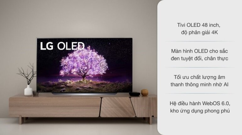 chiếc smart tivi Oled 4K 48 inch 48C1PTB gây được ấn tượng tốt với mọi khách hàng khi vừa nhìn vào