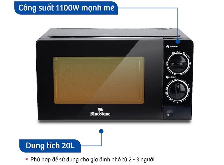 Lò vi sóng Bluestone 20L MOB-7707 có công suất hoạt động mạnh mẽ 