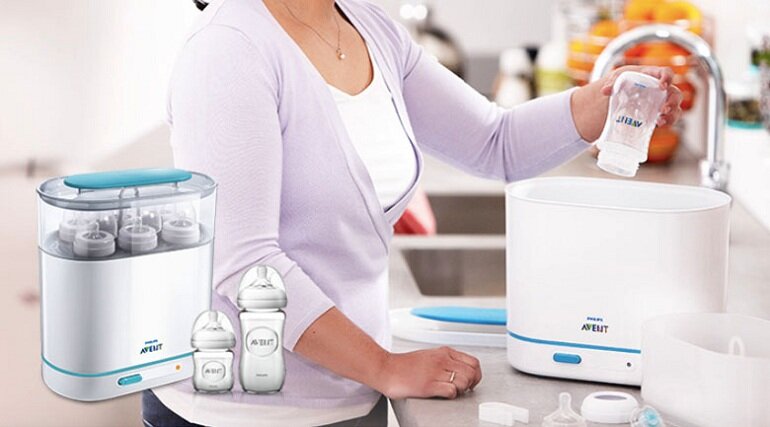 Máy tiệt trùng bình sữa Philips Avent SCF284 có khoang chứa lớn, loại bỏ vi khuẩn hiệu quả