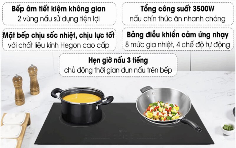 Bếp từ đôi Midea MC-ID3523 sang trọng, hiện đại và tinh tế