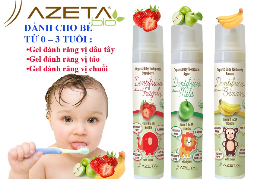 Gel đánh răng Azeta Organic Baby Toothpaste