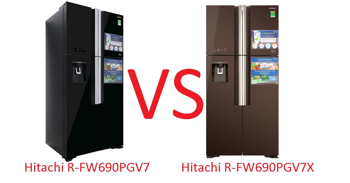 So sánh tủ lạnh 4 cánh Inverter 540 Lít Hitachi R-FW690PGV7 và Hitachi R-FW690PGV7X khác nhau ở điểm gì? Nên chọn mua tủ lạnh nào tốt?