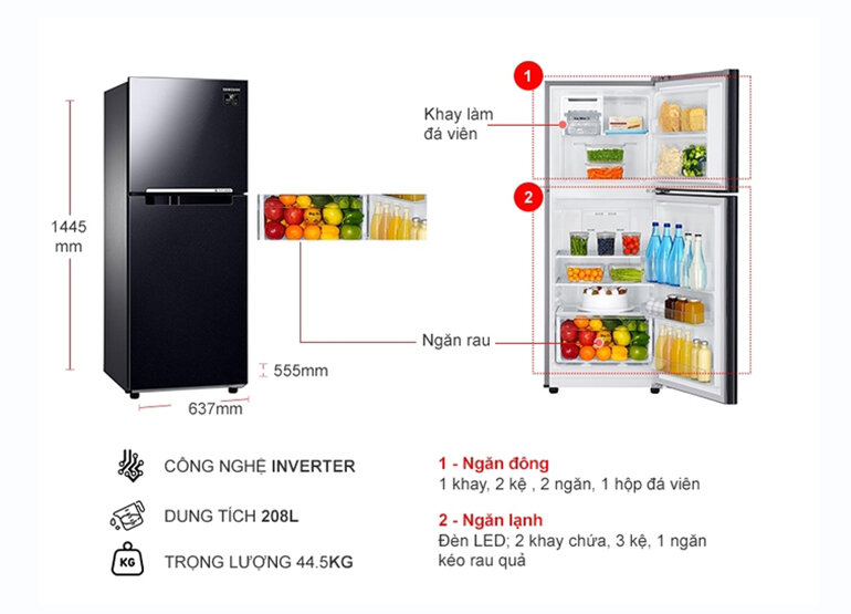 Tủ lạnh Samsung Inverter 208l RT20HAR8DBU/SV nhìn chung vẫn rất đáng mua
