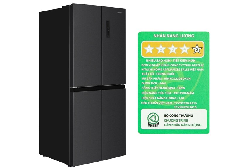 Tủ lạnh Hitachi 4 cánh HR4N7522DSDXVN dung tích khủng, tiết kiệm điện, đang giảm 7 triệu đồng