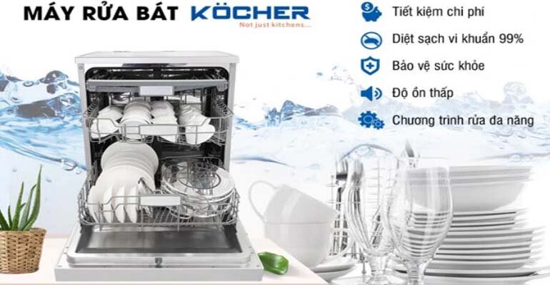Kocher KDEU 8835 SEMI tích hợp 8 chương trình rửa máy rửa bát Kocher KDEU 8835 SEMI