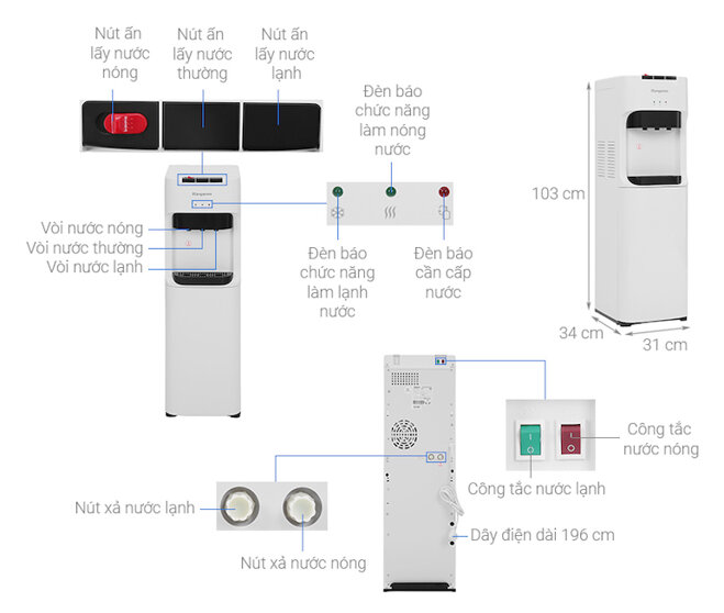 Cây nước nóng lạnh bình âm Kangaroo KG50A3