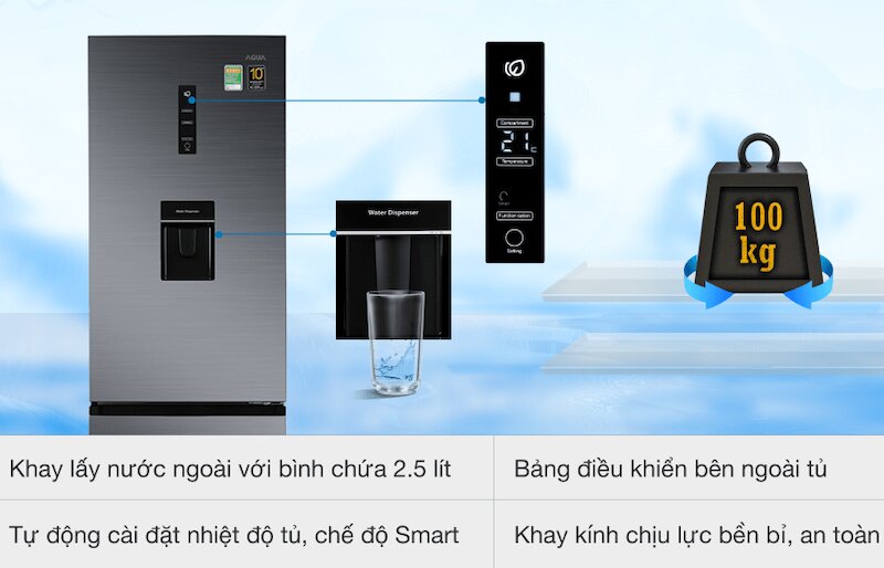 Tủ lạnh Aqua Inverter 320 lít AQR-B399MA hiệu suất vượt trội, tính năng hiện đại