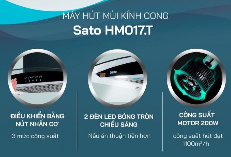 Máy hút mùi Sato HM017.T giải pháp tối ưu cho không gian bếp trong lành