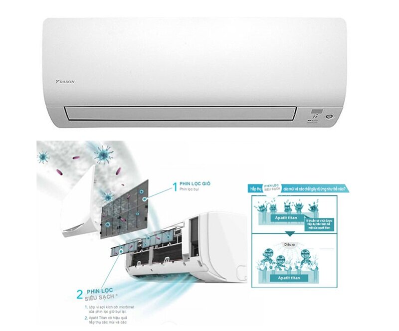 Dàn lạnh điều hòa Daikin multi 2 chiều CTXM35RVMV giá chỉ 4.9 triệu đồng lọc không khí tốt, tiết kiệm điện
