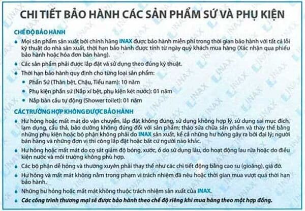 Phân biệt thiết bị vệ sinh Inax THẬT GIẢ qua chế độ bảo hành