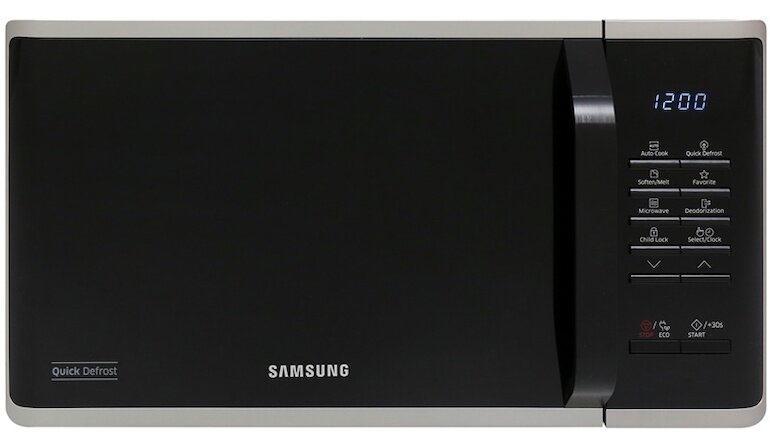 Lò vi sóng Samsung MS23K3513AS 23 lít 800W khoác lên mình tông màu đen bạc cực kỳ sang trọng.