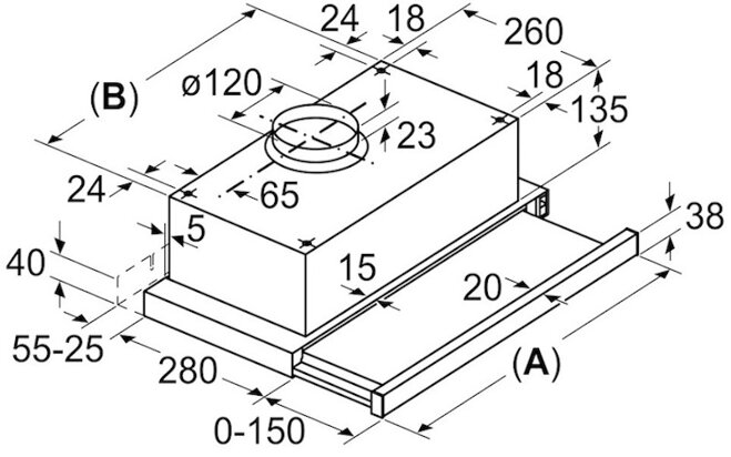 Kích thước lắp đặt máy hút mùi Bosch DFT93CA51M