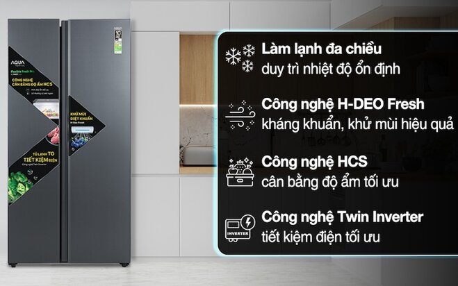 Những tiện ích của tủ lạnh Aqua Inverter 646 lít AQR-S682XA(SLB)