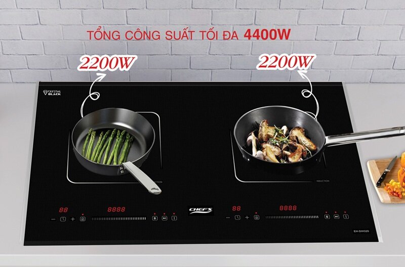 Chef's EH-DIH320 giá khoảng 4 triệu đồng, bếp từ đôi công suất cao, có Inverter