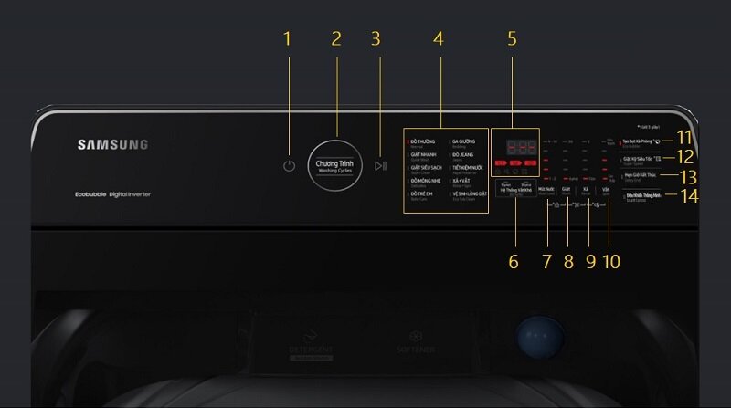 Hướng dẫn sử dụng các chức năng của máy giặt Samsung Inverter 15 kg WA80F15B6BSV