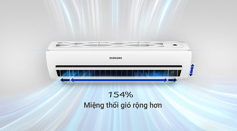 Kiểu thiết kế tam giác với miệng hút gió rộng của điều hòa Samsung AR09KCFNSGMNSV