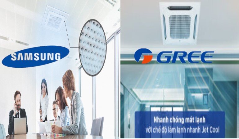 Điều hòa âm trần 2 chiều Samsung và Gree đều trang bị công nghệ làm lạnh nhanh, mang đến bầu không khí thoải mái, dễ chịu