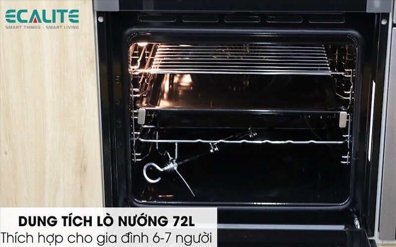 Lò nướng âm tủ Ecalite 72L EOV-JA7060SS mang đến trải nghiệm nấu nướng tuyệt vời