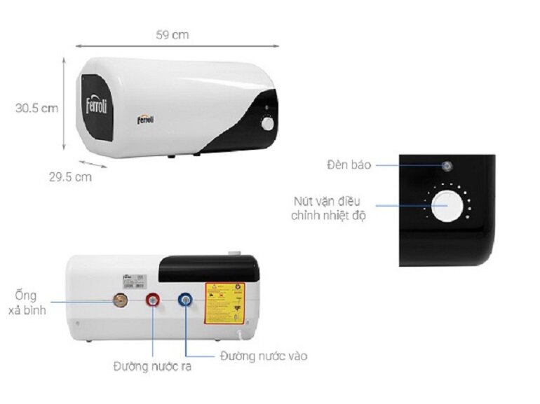 Bình nóng lạnh Ferroli 15l PRADO AE15