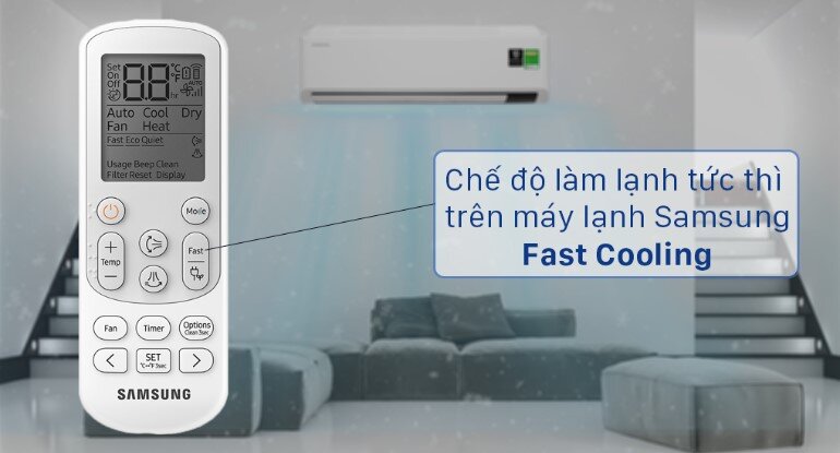 Chế độ Fast Cooling trên điều hòa Samsung AJ020HBADEH/TK Inverter cho hơi lạnh tức thì