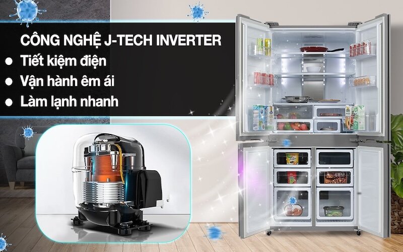 Đánh giá chi tiết tủ lạnh Sharp Inverter 655 lít SJ-FXPI689V-RS