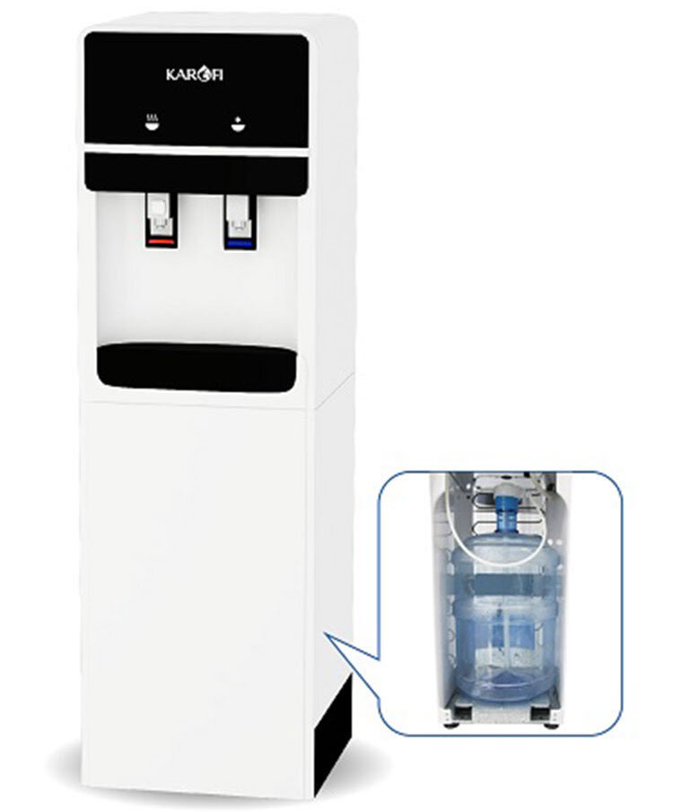 Cây nước nóng lạnh Karofi hc02w với khóa nước nóng an toàn cho người sử dụng