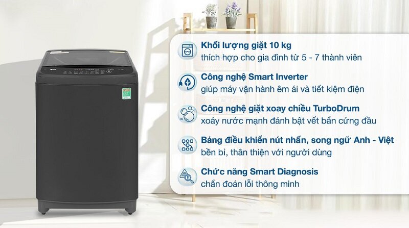 So sánh máy giặt Aqua 10.5 Kg AQW-FR105JT.BK và LG T2310VS2B cùng phân khúc dưới 7 triệu