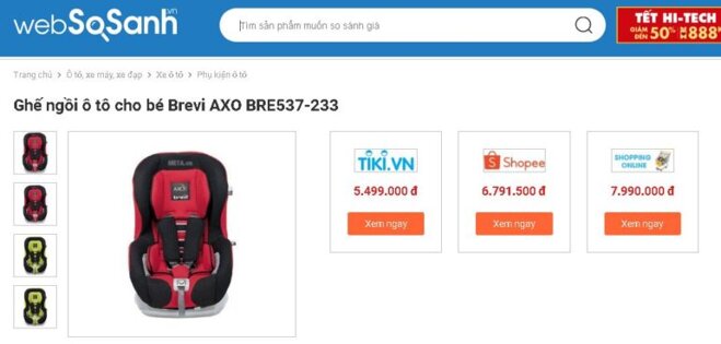 Ghế ngồi ô tô cho bé Brevi AXO BRE537-233 - Giá tham khảo: 5.499.000 vnđ