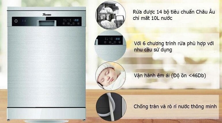 Chất lượng máy rửa bát Texgio 14 bộ TG-W60F966 hoàn hảo