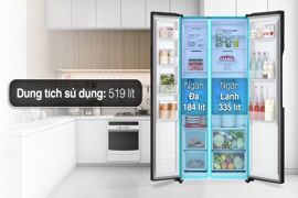 Giá chỉ 10 triệu đồng, tủ lạnh side by side LG 519 lít GR-B256BL đã sang còn xịn