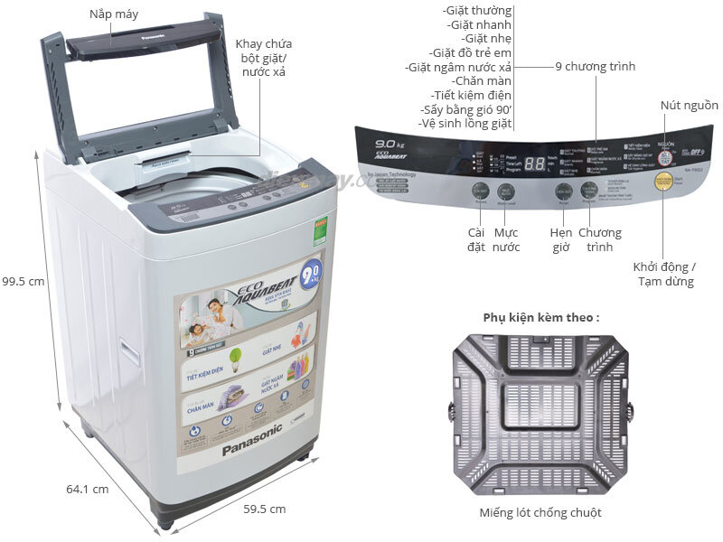 Giá máy giặt Panasonic 9kg mới nhất bao nhiêu tiền ?