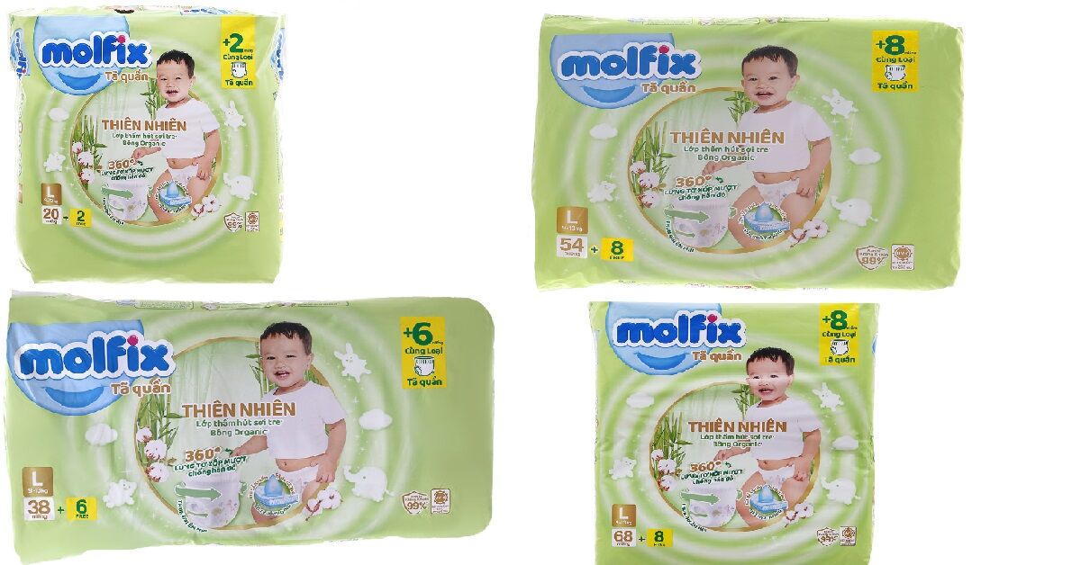 Giá tã quần Molfix size L các loại L20, L38, L54, L68 bao nhiêu tiền?