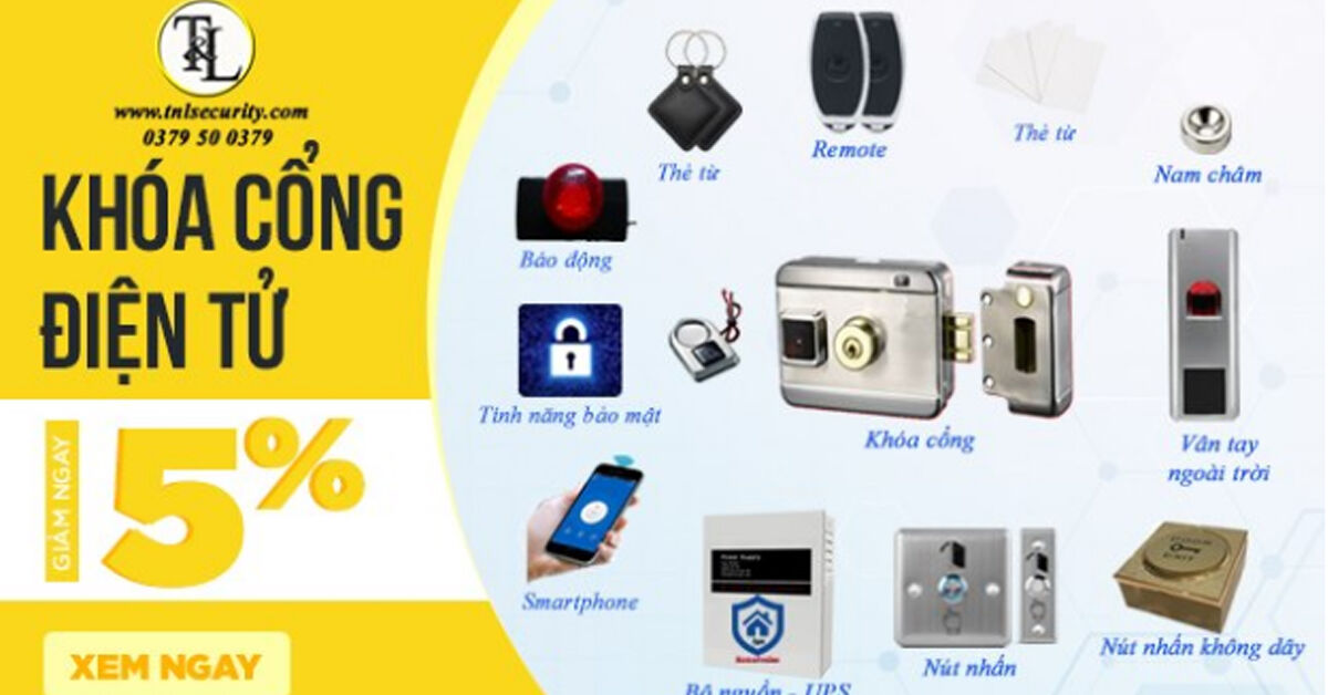 Giảm giá 5% trên tổng đơn hàng - Mua ngay bộ khóa điện tử thông minh mở khóa bằng vân tay, thẻ từ, remote, mật mã