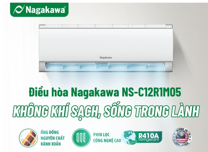 Chỉ 3 triệu sở hữu ngay điều hòa Nagakawa NS-C12R1M05 làm mát tốt cho phòng 20m2