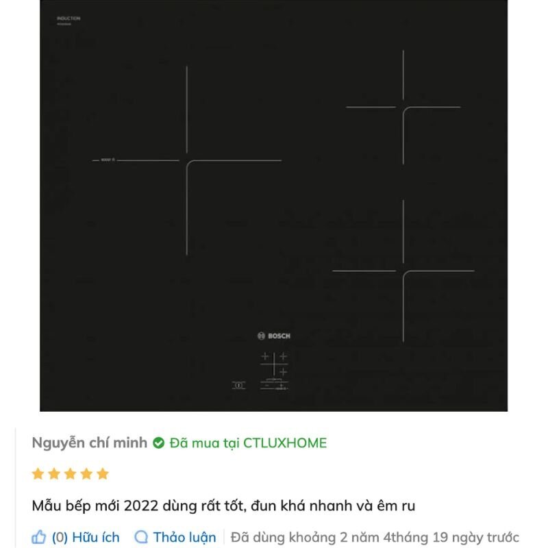 Đánh giá từ khách hàng khi sử dụng bếp từ Bosch PUC61KAA5E