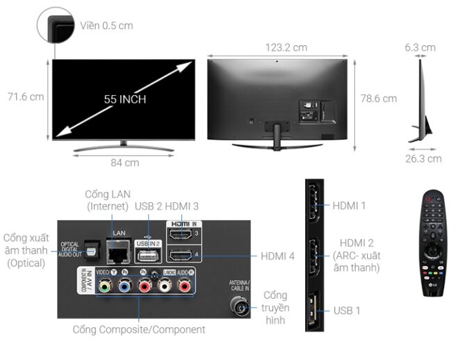 Smart Tivi LG Nanocell 4K 55 inch 55SM8100PTA tích hợp trí tuệ nhân tạo thông minh