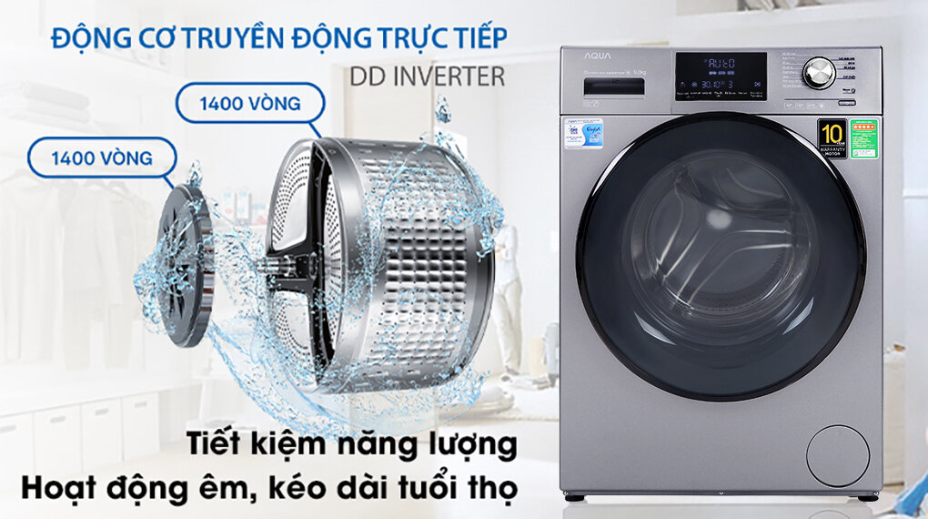 máy giặt lồng ngang Aqua Inverter 9Kg
