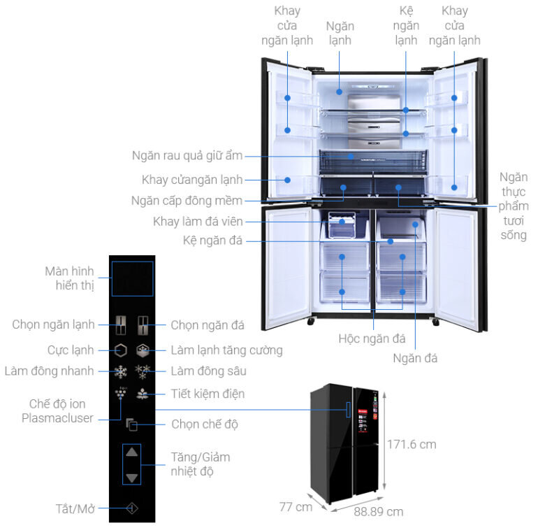 Tủ lạnh Sharp Inverter 525 lít SJ-FXP600VG-BK - Giá tham khảo: 23.890.000 vnd