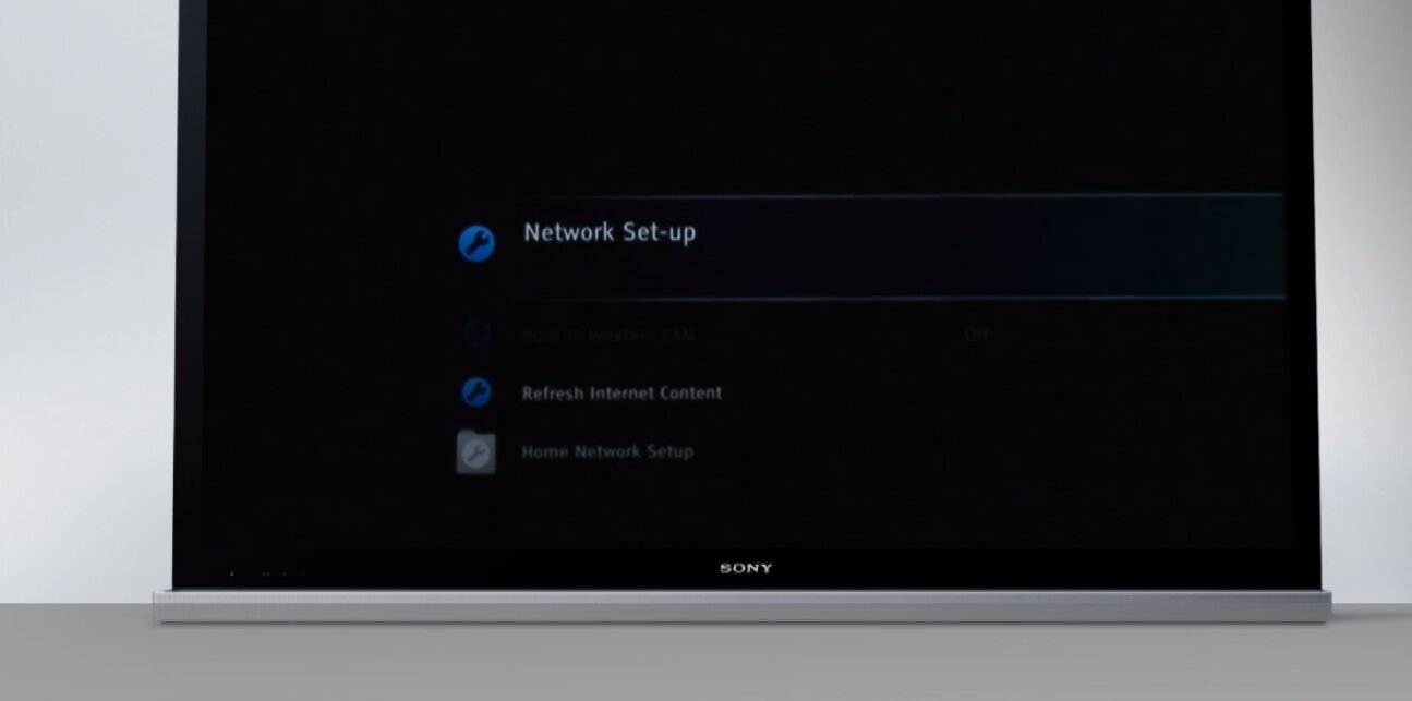 Chọn network setup trên màn hình tivi