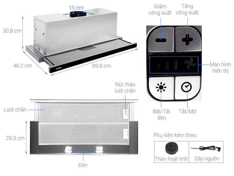 Máy hút mùi âm tủ Hafele HH-TG90E 539.81.075